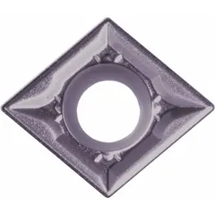 This diamond indexable turning insert is used for precision machining of non-ferrous materials, composites, and abrasive alloys. It is suitable for turning, boring, and profiling operations in general manufacturing applications.