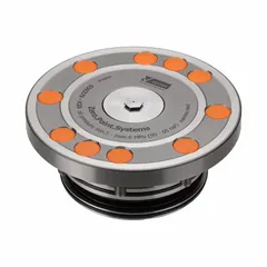 This central-locking installation clamping module is part of the Zero Point System product line. It operates with hydraulic opening for precise and repeatable clamping in workholding applications. The module is designed for use in machining and assembly operations requiring accurate positioning.
