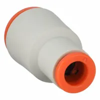 SMC Push-Fit Fitting: 1/4 in OD x 3/8 in OD Size, Push-to-Connect x Push-to-Connect, Brass, White (MPN KQ2H07-11A)