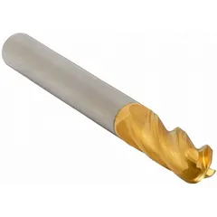 This general purpose carbide ball end mill features a titanium nitride (TiN) coating for increased hardness and wear resistance. With 4 flutes, a 1" mill diameter, 1-1/2" length of cut, and 4" overall length, it is suited for contouring, slotting, and profiling in ferrous materials such as steel, stainless steel, and cast iron.