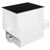 This in-floor vented gas heater operates on natural gas with a 50,000 BtuH heating capacity input. It includes a remote-mounted thermostat for temperature control. The grille measures 24 in x 34 in, with rough-in dimensions of 22-1/2 in x 32-1/2 in x 29-1/4 in. Suitable for heating commercial or industrial spaces