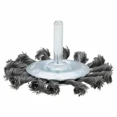 This wire wheel brush features a twisted steel fill of 0.014" for aggressive cleaning. With a 3" diameter and 1/4" width, it is suited for cleaning contoured carbon steel surfaces, removing rust, scale, and weld splatter in metal fabrication and maintenance tasks.