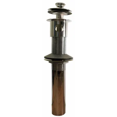 WATCO Sink Drain: Brass, Chrome, 8 in Overall Ht, 2 1/8 in Overall Dia, Slip - Sink Drains with Push & Pull Stopper