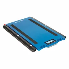 This wheel and axle scale is used for weighing individual truck axles or wheel loads. It has a 13,200 lb weight capacity, a 30-inch weighing surface depth, and a backlit LCD display. The scale is an imperial-unit model.