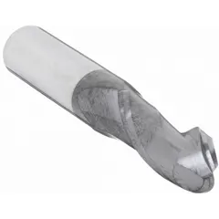 This solid carbide ball end mill features a 1/4" mill diameter, 3/4" length of cut, and 2-1/2" overall length. The AlTiN coating and 2-flute design suit general-purpose milling of steels and alloys. The ball nose profile enables contouring, slotting, and 3D shaping in metal and composite workpieces.
