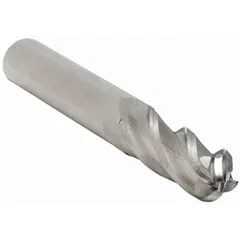 General purpose carbide ball end mill with 1/8" mill diameter, 4 flutes, 3/4" length of cut, and 2-1/4" overall length. Designed for 3D contouring, slotting, and profiling in metalworking applications, producing smooth curved surfaces and fillets.