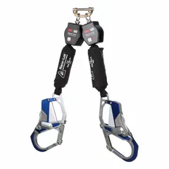 This Class 1 self-retracting lifeline (SRL) features a 6 ft synthetic fiber lifeline and two legs for overhead-only anchoring. It includes a harness steel quick-connect and meets ANSI SRL Type standards. Typical applications include fall arrest for workers moving at height in construction, maintenance, and industrial settings.