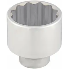 This 1" drive hand socket features a 55 mm, 12-point, standard-length design. Constructed from chrome, it is used for tightening or loosening fasteners in industrial maintenance, heavy equipment repair, and assembly applications.