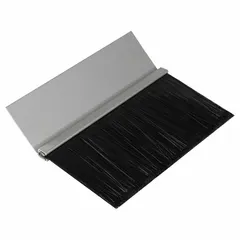 This brush weatherseal features a 3-inch brush with a 1-7/8-degree angled holder, measuring 14 feet overall length. It is used to seal gaps around doors, loading docks, and industrial openings, blocking drafts, dust, pests, and debris while allowing door movement.