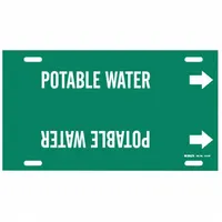 Pipe Marker: Potable Water, Green, White, Fits 8 to 9 7/8 in Pipe O.D., 1 Pipe Markers, With Arrows (MPN 4111-G)