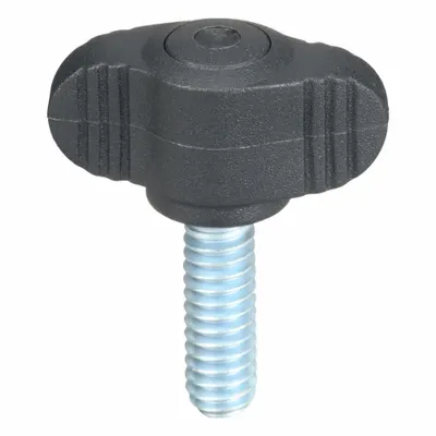 KIPP Hand Knob: Wing, Plastic w/ Steel Thread, 1/4"-20 Thread, 20 mm Thread Lg - Wing Knobs with Threaded Stud