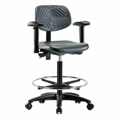 OEM Ergonomic Chair: Polyurethane, Arms Included, Ht Range 23 1/4 in to 33 1/4 in - Polyurethane Lab Chairs