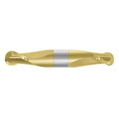 This double-end carbide ball end mill features a TiN coating for reduced friction and extended tool life. With two flutes and a 1/16" mill diameter, it is suited for contouring, slotting, and profiling operations in general machining applications.