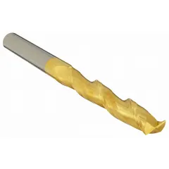 This carbide square end mill features a TiN coating for reduced friction and heat, with 2 flutes and a 1" mill diameter. It has a 1-1/2" length of cut and 6" overall length. Suitable for general-purpose milling of steel, stainless steel, and cast iron in slotting, profiling, and contouring applications.