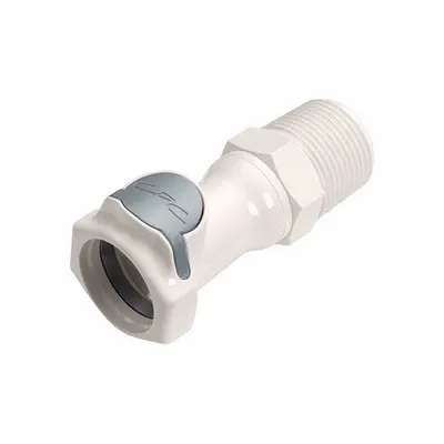 CPC Quick Connection Coupling: Straight, 3/4 in Pipe Size, Quick-Disconnect Coupler x NPT - Polysulfone Quick-Disconnect Tube Fittings