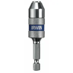 This IRWIN bit holder features a 1/4 in hex shank compatible with power tools and a magnetic tip for secure bit retention. It is designed for standard hex-shank screwdriver bits and is not impact rated. Suitable for general fastening tasks in assembly, maintenance, and construction applications.