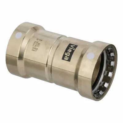 VIEGA MEGAPRESS Transition Coupling, 1 1/2 in CTS x 1 1/2 in Pipe, Bronze - Copper & Bronze Press Tube Fittings for Dissimilar Materials