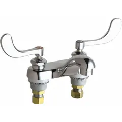 Centerset handle bathroom faucet with polished chrome finish. Features a 0.5 gpm flow rate and NPSM connections. Includes mounting hardware. Suitable for lavatory applications in commercial and institutional settings.