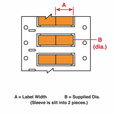 BRADY Sleeve Label: 1 in x 1 in, Polyolefin, Orange (Matte) - Brady Precut Sleeve Label Rolls