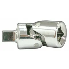 Square drive flex adapter with 3/8 in input and output drive sizes. Chrome finish. Used to transfer torque at an angle in confined spaces where straight socket access is limited.