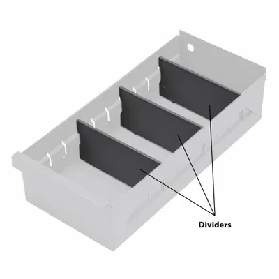 DURHAM MFG Box Divider: 5 3/16 in Overall Wd, 2 1/2 in Overall Ht, Plastic, Gray - Dividers for Durham Metal Small Parts Drawer Cabinets