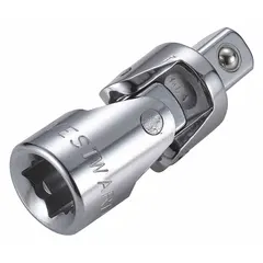 This square-drive hand flex socket adapter has a 1/2-inch input and 1/2-inch output drive size with a chrome finish. It is used to extend reach and provide flexibility when turning fasteners in tight or awkward spaces, common in automotive repair, machinery maintenance, and general industrial assembly.