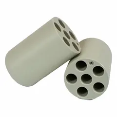 This centrifuge rotor riser includes a rotor and rotor adapters for accommodating 15 mL tubes. It is designed for use with compatible HERMLE rotor systems in laboratory centrifugation applications requiring precise tube positioning.