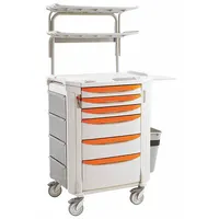 METRO Medical Procedure Cart: Polyethylene, (2) Swivel/(2) Swivel with Brake, Taupe, White (MPN FLCAST)