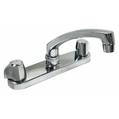 Lever faucet handle made of brass with a chrome finish. Designed for use with hot and cold water. Compatible with Gerber faucets. Includes faucet assembly. Suitable for replacement in residential or commercial plumbing applications.