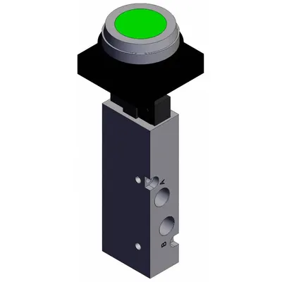 SMC Shuttle Valve: VZM400 Series, Flush Button Actuator, 5 Ports, 1/8 in BSPT - VZM Series Manual Air Control Valves