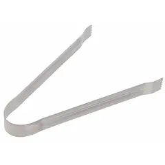 These 6-inch serving tongs are constructed of silver stainless steel with a 1 3/4-inch overall width. The stainless steel blade material provides strength for handling food items in commercial or residential kitchen settings. Not dishwasher safe and not NSF certified.