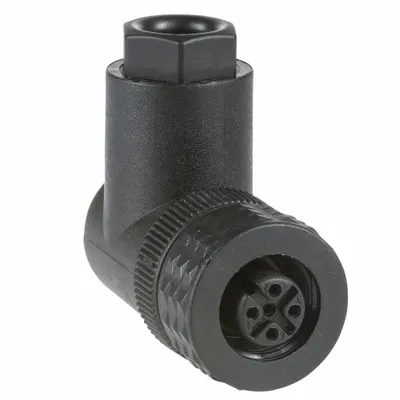 TELEMECANIQUE SENSORS Internal Thread Connector: Pin, M12, IP67, 90° Angle, Plastic - M12 Circular Connector Products