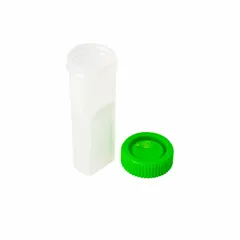 Staining jar made of polypropylene copolymer with a 4-slide capacity. Measures 98 mm in height and 30 mm in width. Suitable for routine staining of microscope slides in histology and clinical laboratory applications.