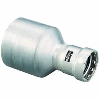 VIEGA MEGAPRESS Crimp Fitting: 4 in Pipe x 2 1/2 in Pipe Size, FTG x Press-fit, FKM (MPN 98350)
