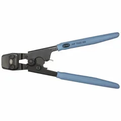 Steel ratchet pincer for installing ear clamps on PEX tubing. Delivers 495 lb clamping force. Includes GO-NO GO gauge to verify proper compression. Compatible with wire sizes from 0.375 in to 1 in.