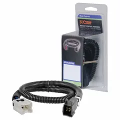 Pre-wired harness for connecting a brake controller to a vehicle's wiring system. Measures 24 in overall length, 1 in width, and 1 in height. Used in towing applications for fleet and vehicle maintenance.