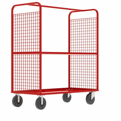 VALLEY CRAFT Cage Cart: 2,000 lb, Overall Dim. 57 in L x 30 in W x 68 in H, Adj, 1 Shelves - Dual-Side-Access with Wire Shelves