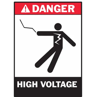 BRADY Danger: High Voltage Adhesive Sign, 3 1/2 x 5 in, 5-Pack - Danger: High Voltage Signs