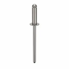 Inch-series domed-head blind rivet with 0.124" diameter, 7/16" body length, and 1 17/32" overall length. Supplied in a 500-piece pack. Used for fastening sheet metal, plastics, and composite materials in general industrial assembly.