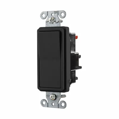 HUBBELL Wall Switch: Rocker Switch, 3-Way, Maintained, Black, 120/277V AC - Rocker Wall Switches