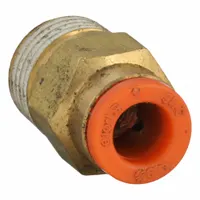 SMC Push-Fit Adapter Fitting: 3/16 in OD x 1/8 in Pipe Size, Push-to-Connect x BSPT, Brass, Brass (MPN KQ2H05-01AS)
