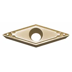 Diamond indexable turning insert for precision machining of non-ferrous materials such as aluminum, copper, and plastics. Used in turning, facing, and profiling operations to achieve high surface finish and extended tool life.