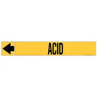 Pipe Marker: Acid, Yellow, Black, Fits 1 1/2 to 2 in Pipe O.D., 25 Pipe Markers, With Arrows (MPN 20400)