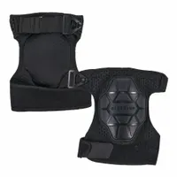 These knee pads feature a thermoplastic rubber cap that resists marring surfaces, foam padding for comfort, and a pre-curved design. Two elastic straps with hook-and-loop closure provide a secure fit. Suitable for kneeling tasks in construction, flooring, and maintenance. Contains latex