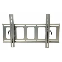 This wall-mounted tilting television mount accommodates screens from 42 to 90 inches with a maximum weight capacity of 50 lb. Constructed from powder-coated steel in a silver finish, it includes all necessary mounting hardware for installation. Suitable for commercial and residential applications where adjustable viewing angles are desired.