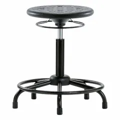 APPROVED VENDOR Polyurethane Lab Stool, Black, 13 in Seat, 20 1/2 to 28 1/2 in Height, 5 Glides