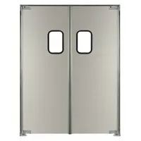 Swinging Door: Aluminum, 2 Doors, Gray, 5 ft Door Wd, 7 ft Door Ht, Window Included, Aluminum, 1 PR (MPN SD20006084)