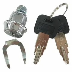 This replacement lock and key set is designed for rolling tool cabinets. It serves as a direct replacement for lost or broken locks, securing cabinet drawers and doors. Suitable for use in workshops, garages, and industrial maintenance environments.