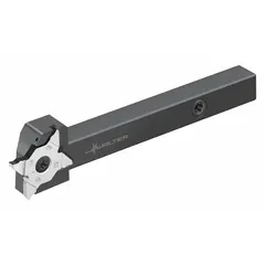 Indexable toolholder for parting and grooving operations on lathes and turning centers. Accepts indexable inserts for cut-off and groove creation in metalworking applications.