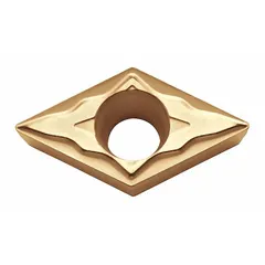 Diamond-tipped indexable turning insert with 55° diamond shape, 3/32-inch thickness, and 1/32-inch nose radius. Designed for fine finishing cuts on non-ferrous materials such as aluminum alloys, copper, and plastics. Suitable for CNC lathe operations requiring high surface finish.
